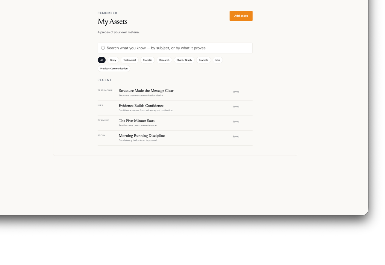 My Assets product view